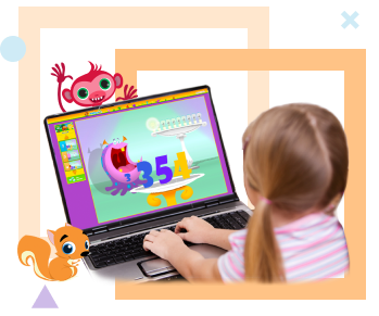 child plays online maths games with Mathseeds