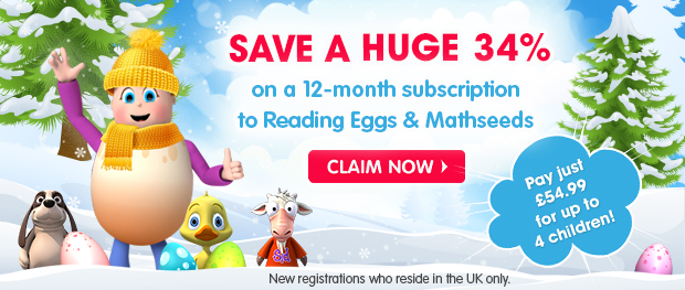 SAVE A HUGE 34% on a 12-month subscription to Reading Eggs and Mathseeds. Claim Now
